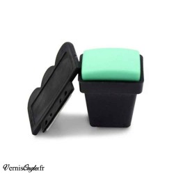 Tampon de stamping rectangle noir avec embout vert et sa raclette